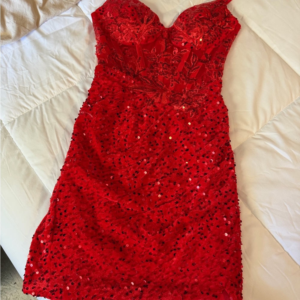 Elegant Red Lace Dress